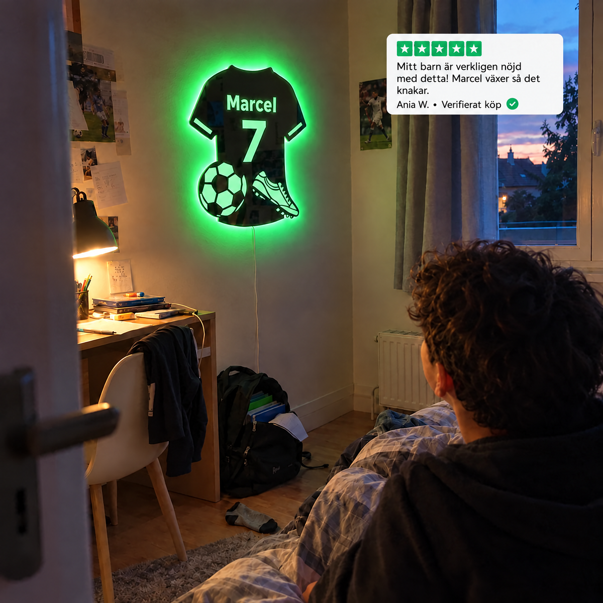 Lumigoal LED-spegel med grönt ljus